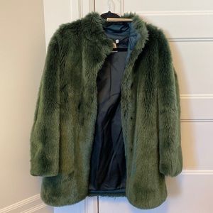 Aritzia Dark Green Fritz Faux Fur  Coat